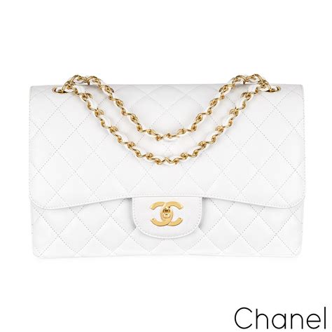 white chanel caviar|Chanel White Quilted Caviar Timeless Classic Double Flap Silver .